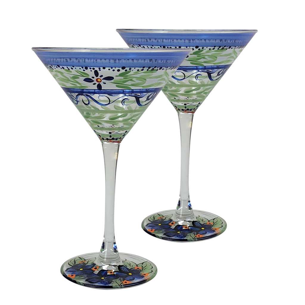 Barcelona Blue Martini   Set of 2 - Golden Hill Studio