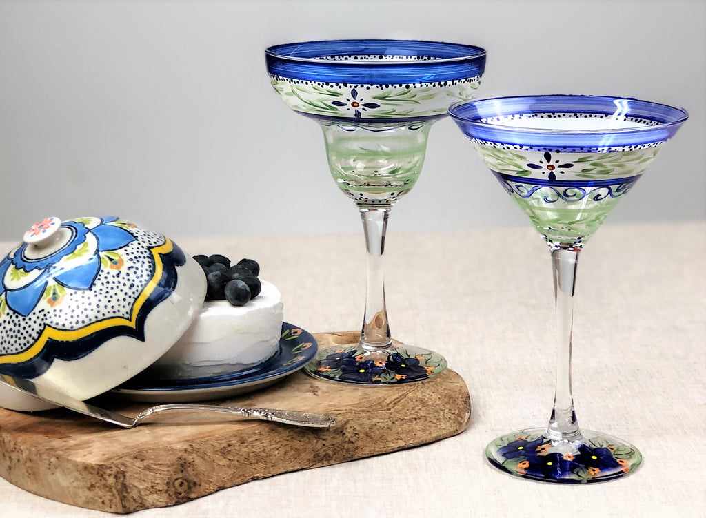 Barcelona Blue Margarita   Set of 2 - Golden Hill Studio