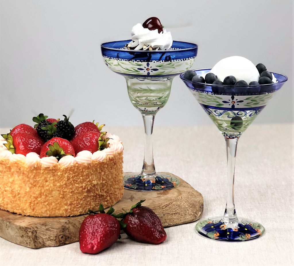 Barcelona Blue Margarita   Set of 2 - Golden Hill Studio
