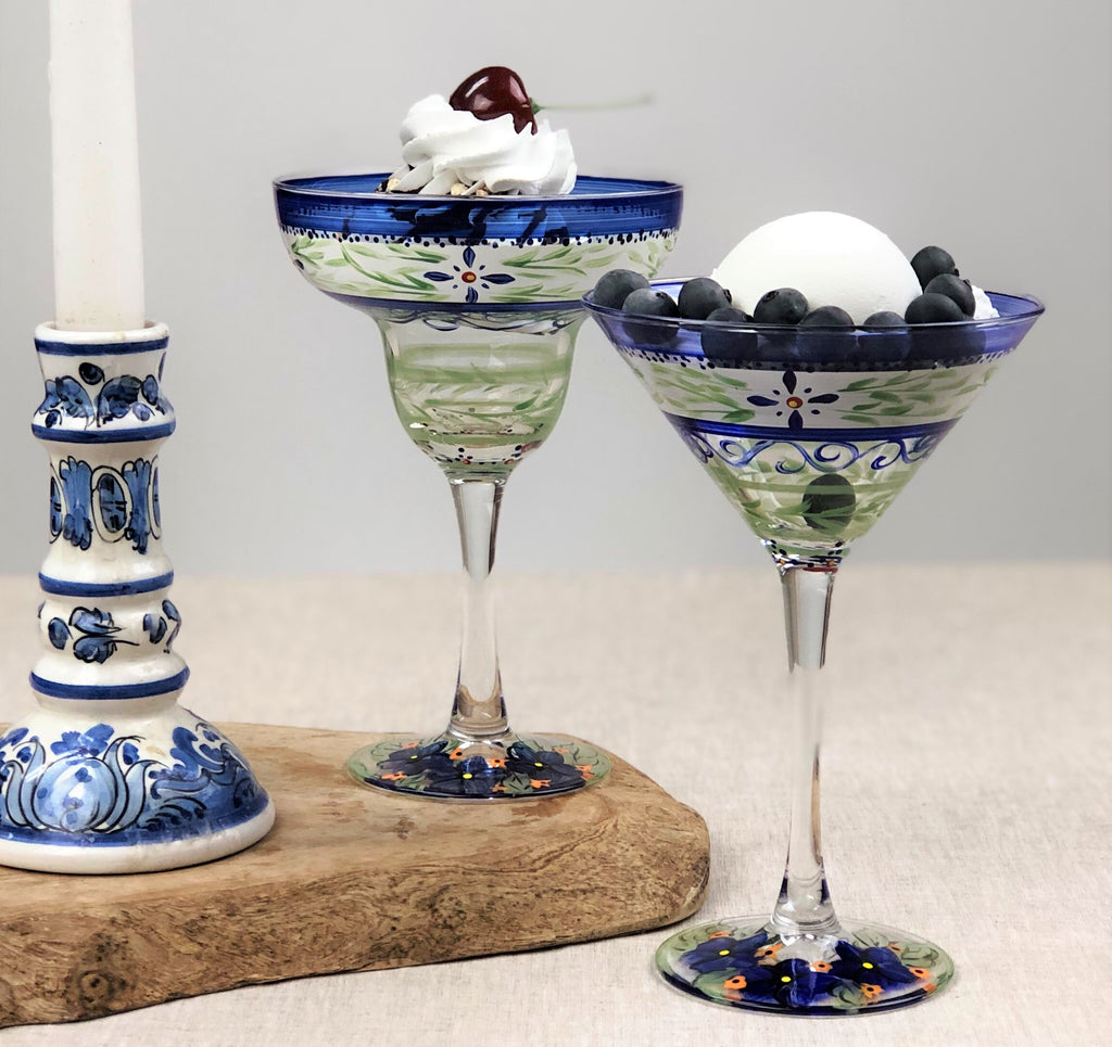 Barcelona Blue Margarita   Set of 2 - Golden Hill Studio