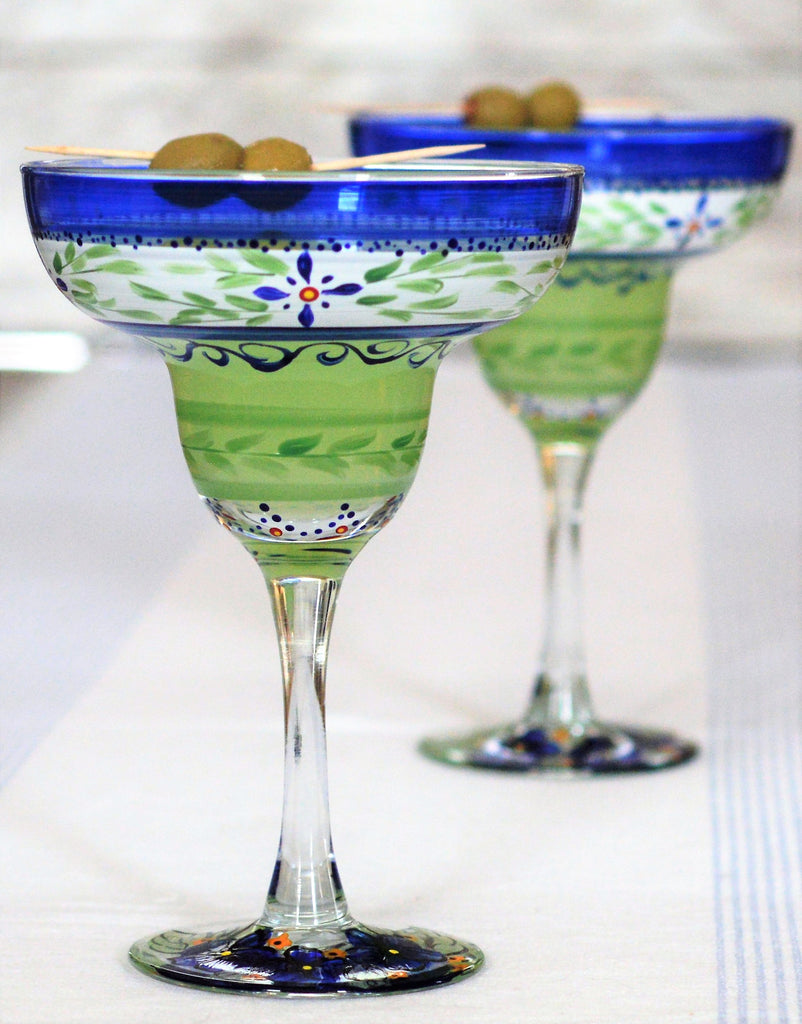 Barcelona Blue Margarita   Set of 2 - Golden Hill Studio