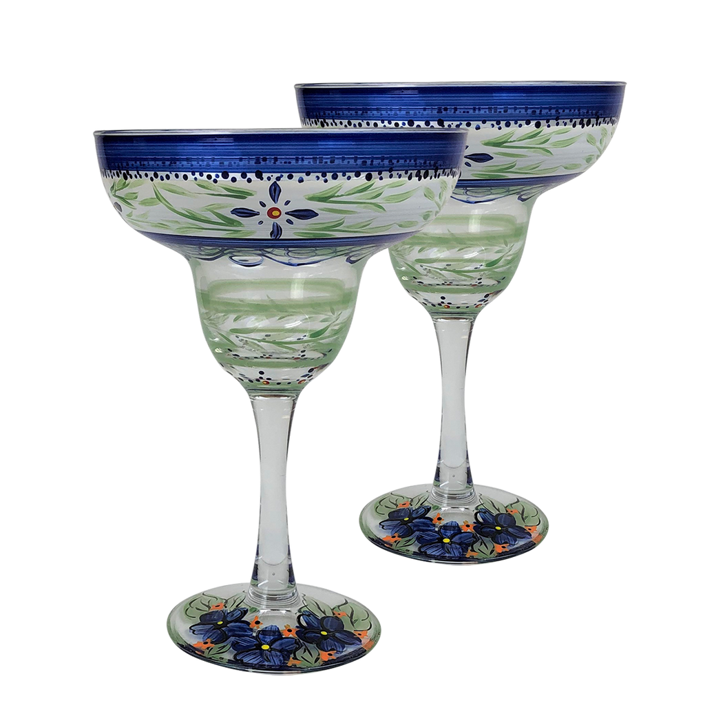 Barcelona Blue Margarita   Set of 2 - Golden Hill Studio