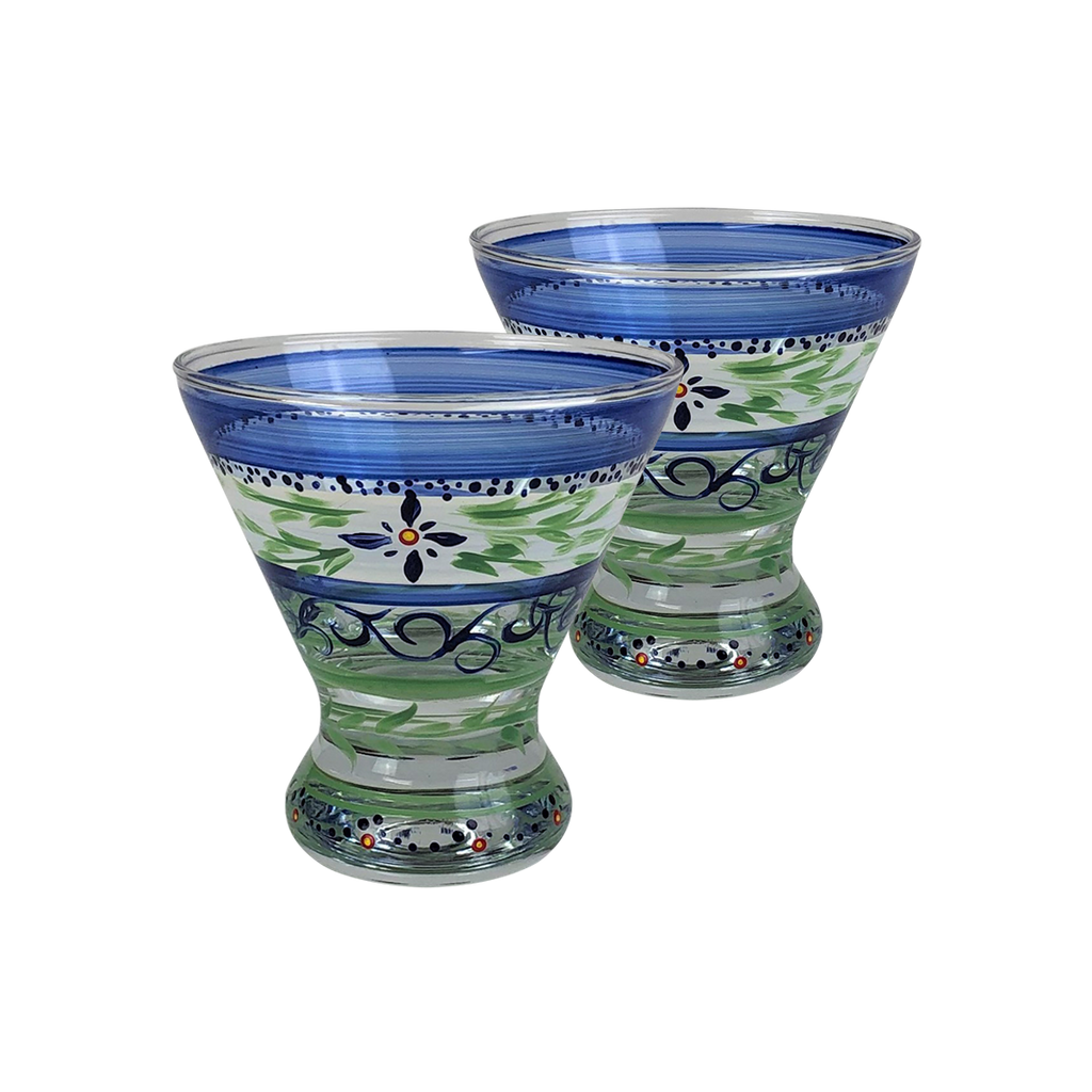 Barcelona Blue Cosmopolitan   Set of 2 - Golden Hill Studio