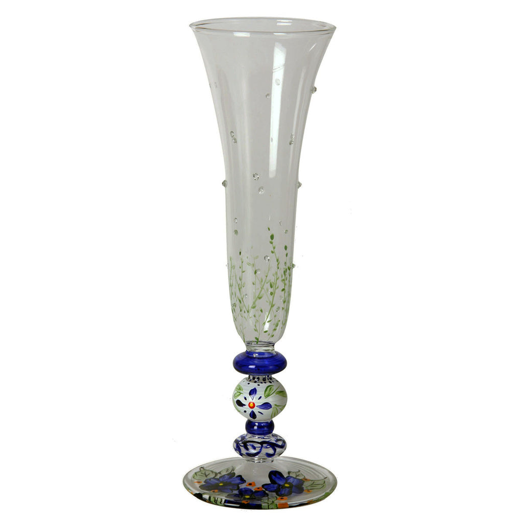 Barcelona Blue Flute with Raised Dots   Set of 2 - Golden Hill Studio