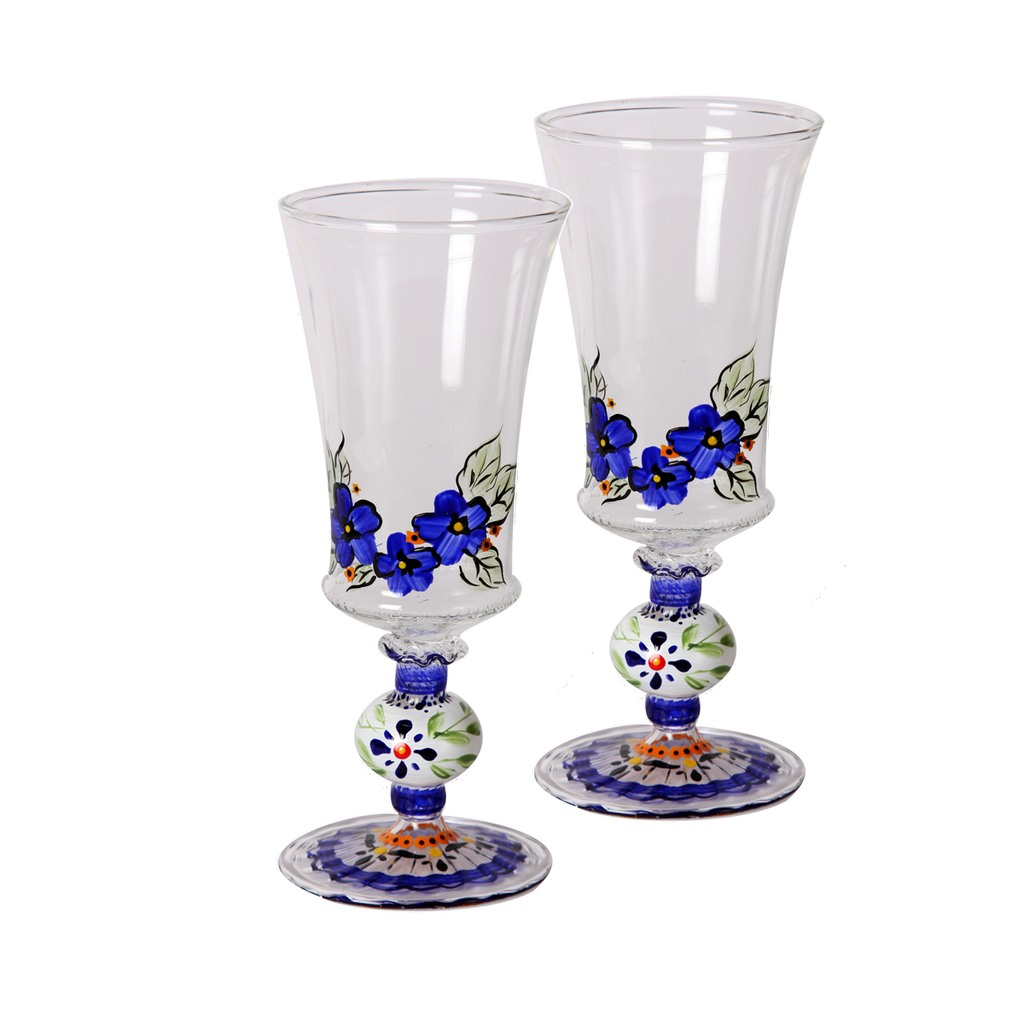 Barcelona Blue Goblet   Set of 2 - Golden Hill Studio