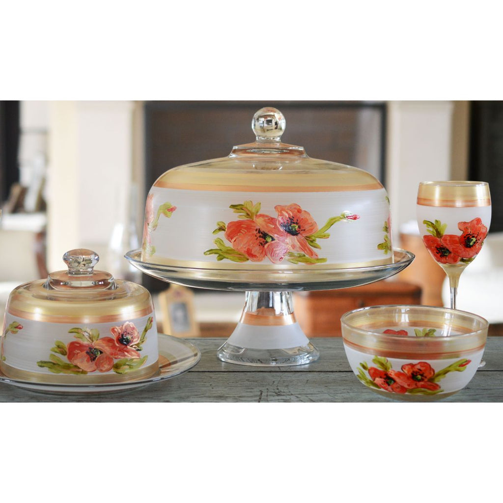 Oriental Poppy Wine   Set of 2 - Golden Hill Studio