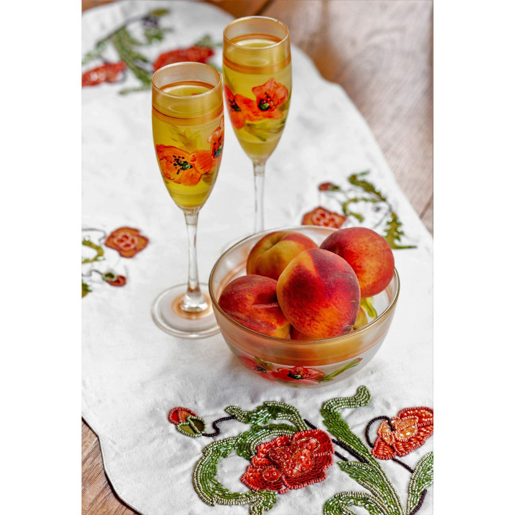Oriental Poppy Floral Champagne   Set of 2 - Golden Hill Studio