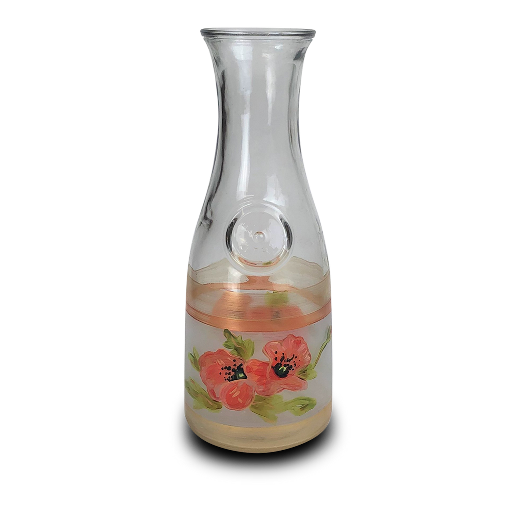 Oriental Poppy Floral Carafe - Golden Hill Studio