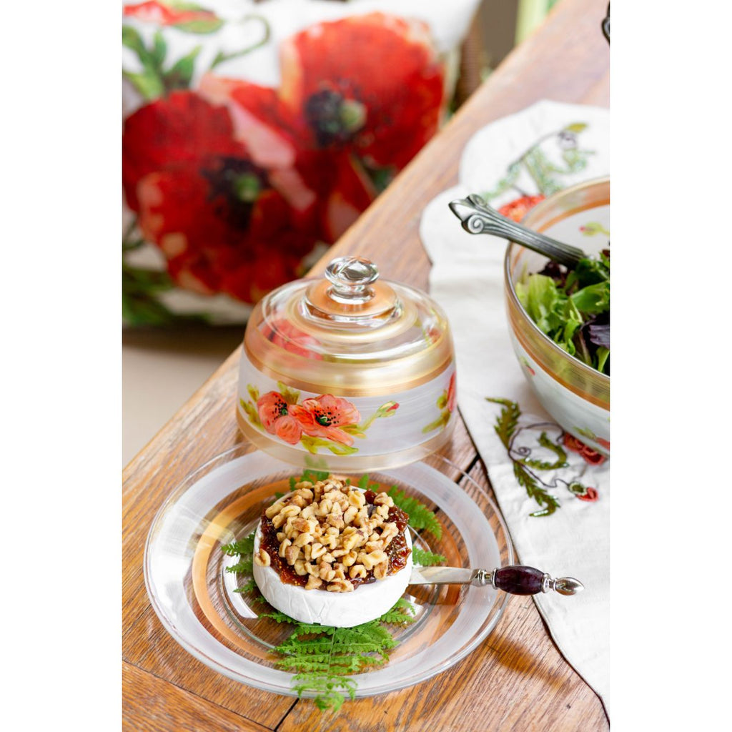 Oriental Poppy Floral Cheese Dome - Golden Hill Studio
