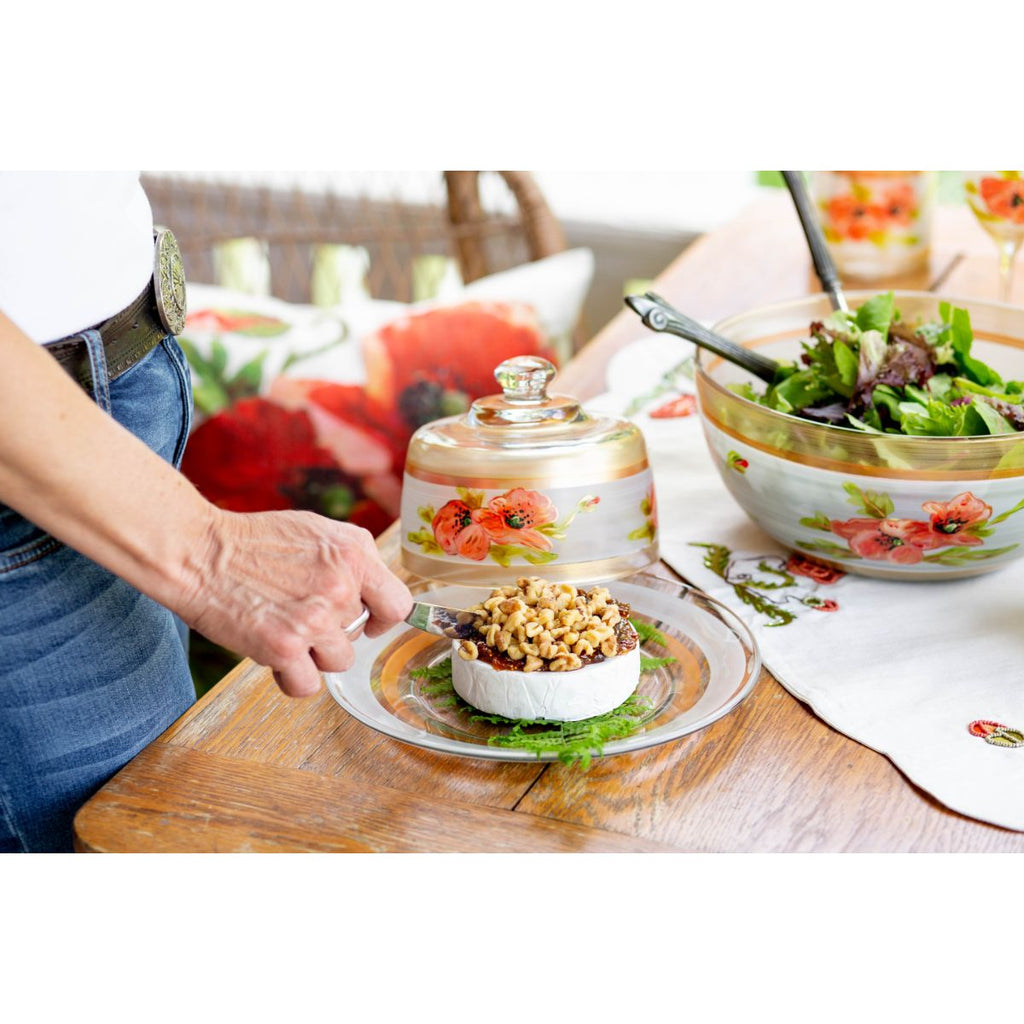 Oriental Poppy Floral Cheese Dome - Golden Hill Studio