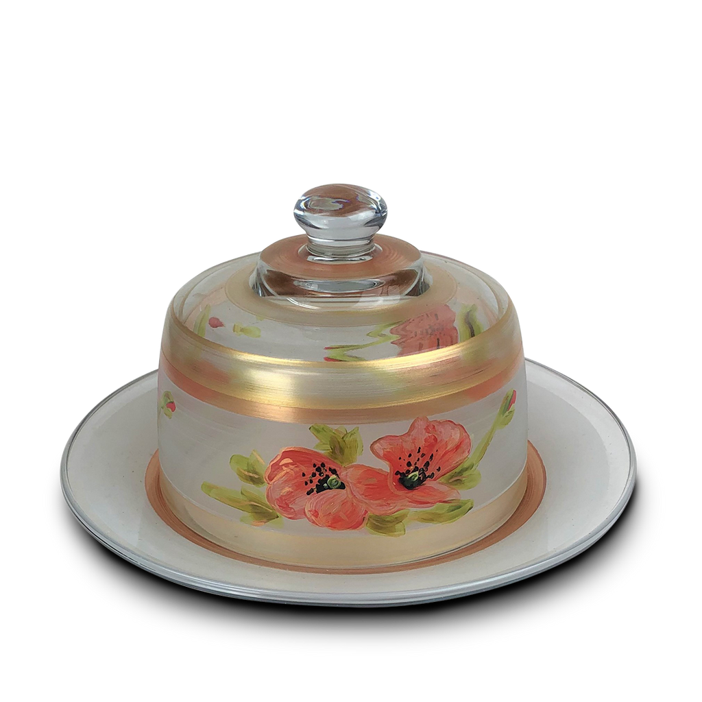Oriental Poppy Floral Cheese Dome - Golden Hill Studio