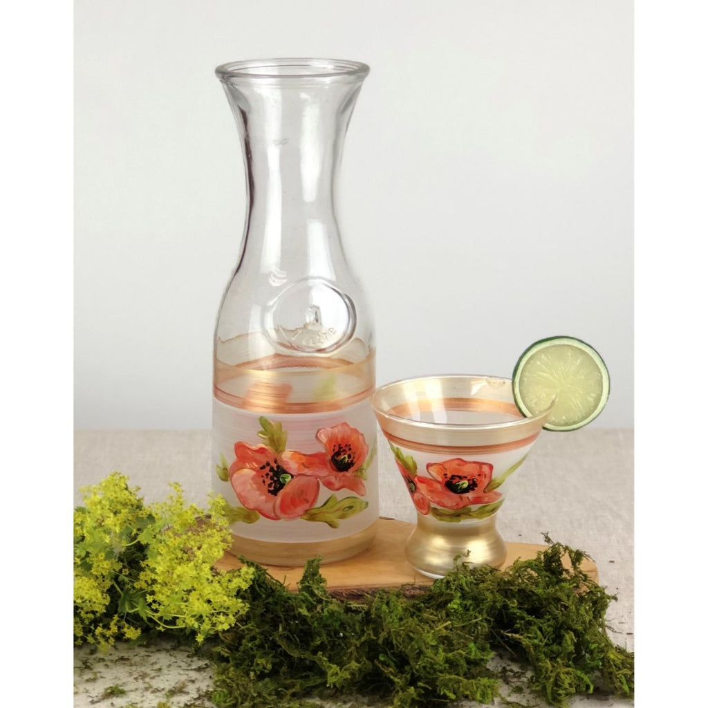 Oriental Poppy Floral Cosmopolitan   Set of 2 - Golden Hill Studio