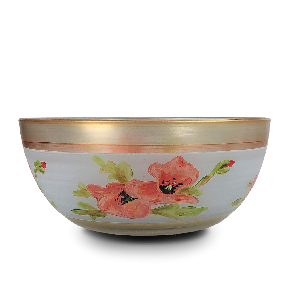 Oriental Poppy Floral 11" Bowl - Golden Hill Studio