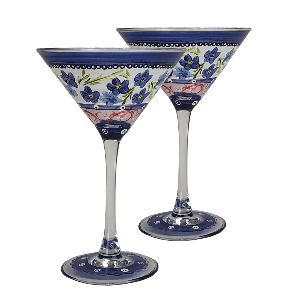 Barcelona Flowers Martini   Set of 2 - Golden Hill Studio