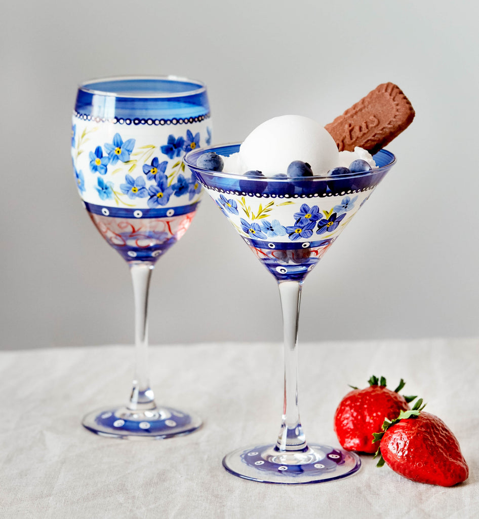 Barcelona Flowers Martini   Set of 2 - Golden Hill Studio