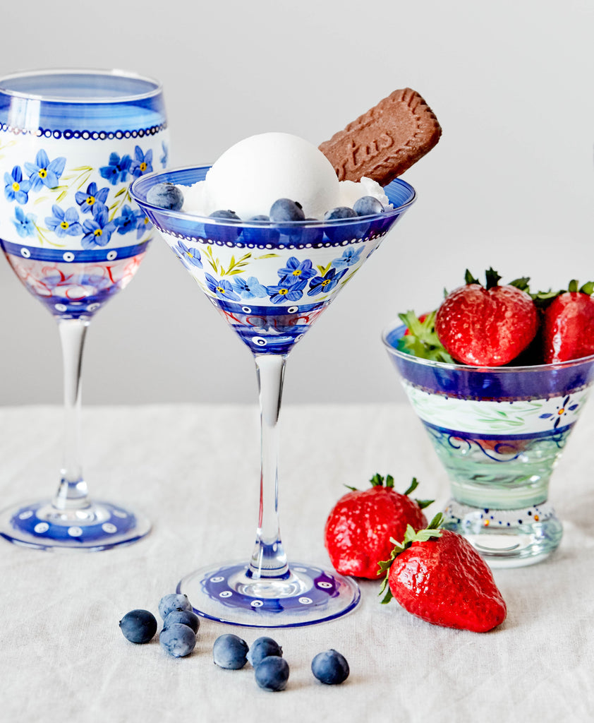 Barcelona Flowers Martini   Set of 2 - Golden Hill Studio
