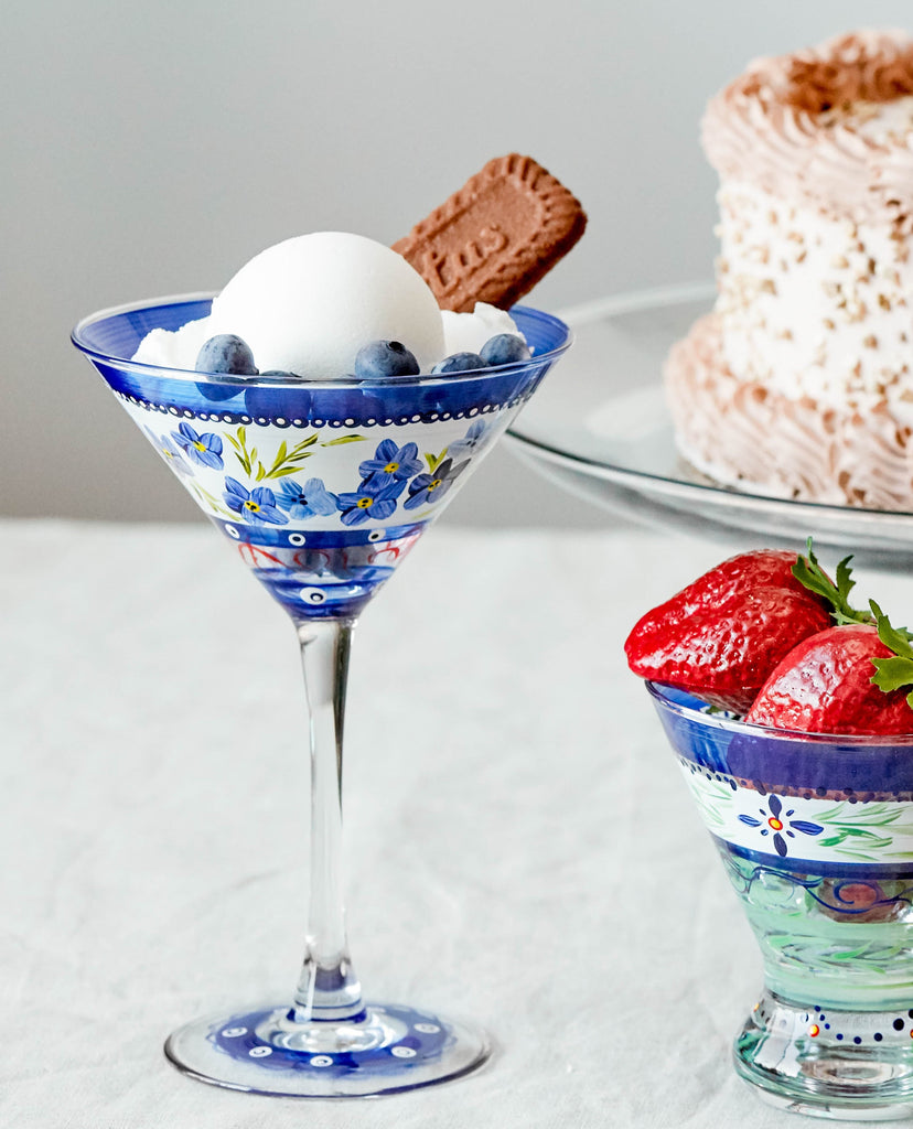 Barcelona Flowers Martini   Set of 2 - Golden Hill Studio