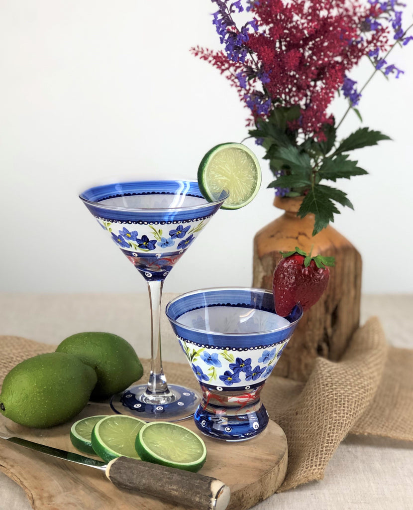 Barcelona Flowers Martini   Set of 2 - Golden Hill Studio