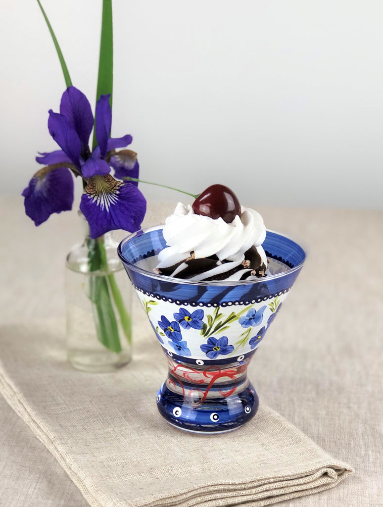 Barcelona Blue Flowers Cosmopolitan   Set of 2 - Golden Hill Studio