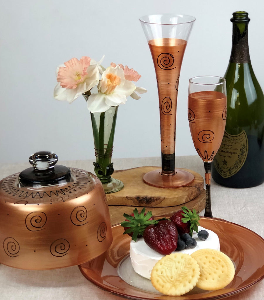 Tuscan Sunset Champagne   Set of 2 - Golden Hill Studio