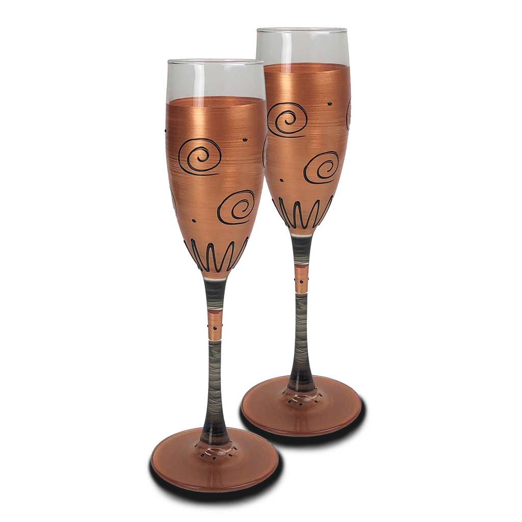 Tuscan Sunset Champagne   Set of 2 - Golden Hill Studio
