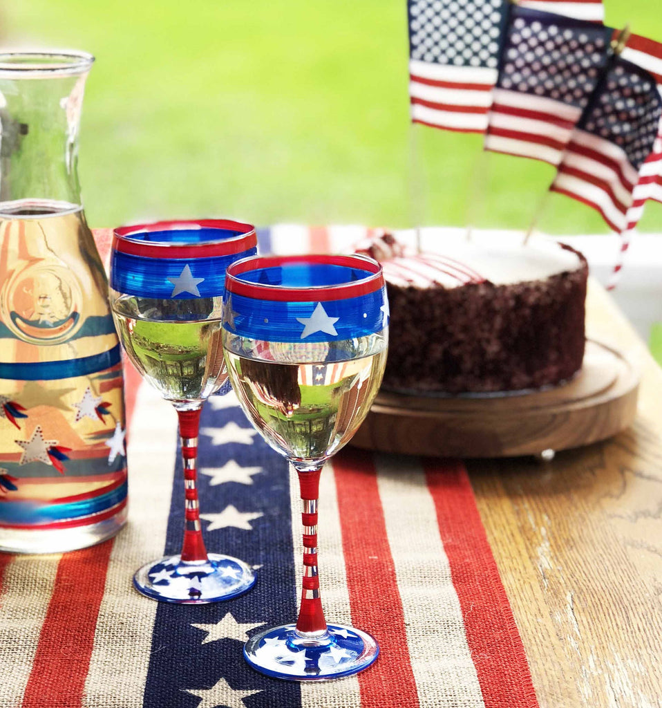 Stars & Stripes Wine Glass S/2 - Golden Hill Studio