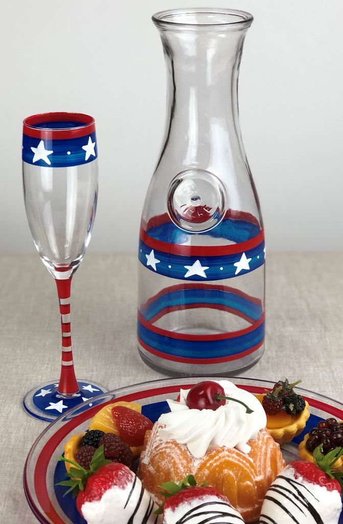 Stars & Stripes Champagne  S/2 - Golden Hill Studio
