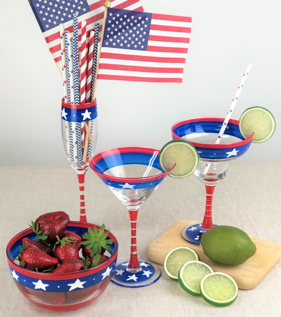 Stars & Stripes Champagne  S/2 - Golden Hill Studio