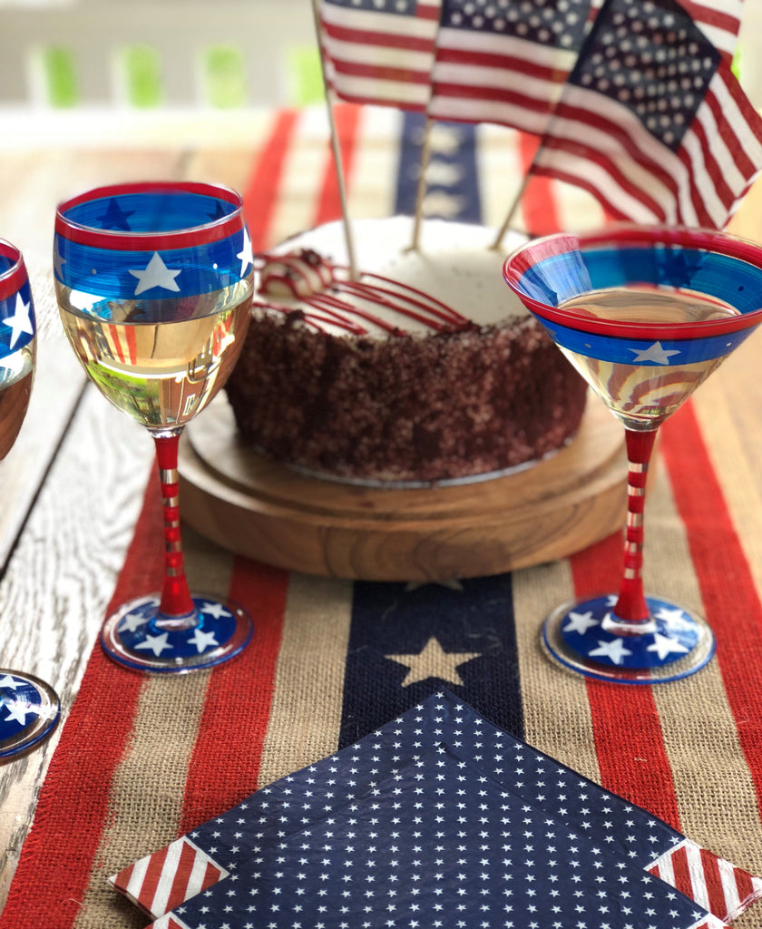 Stars & Stripes Martini Glass  S/2 - Golden Hill Studio