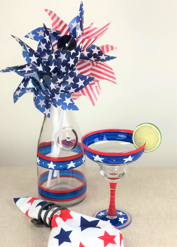 Stars & Stripes Margarita Glass S/2 - Golden Hill Studio