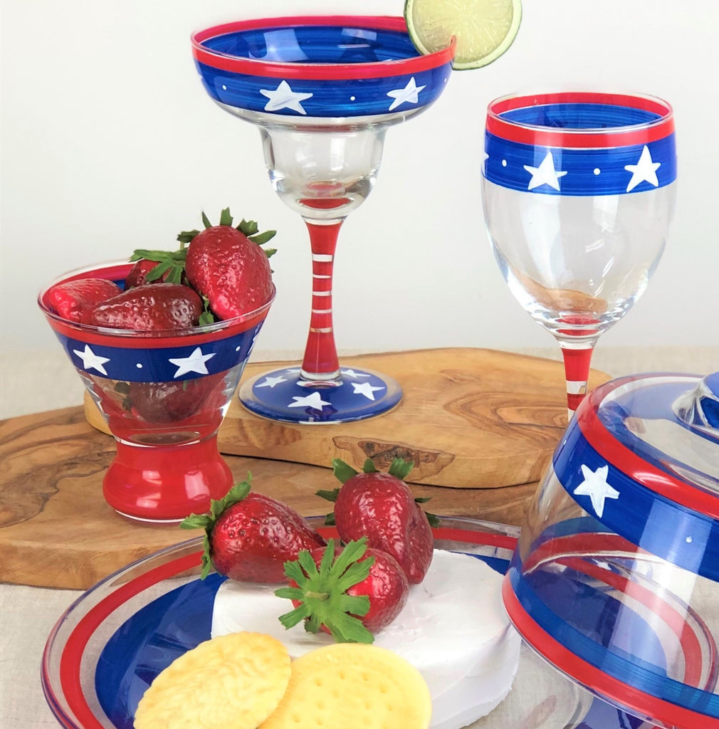 Stars & Stripes Cosmos Glass S/2 - Golden Hill Studio