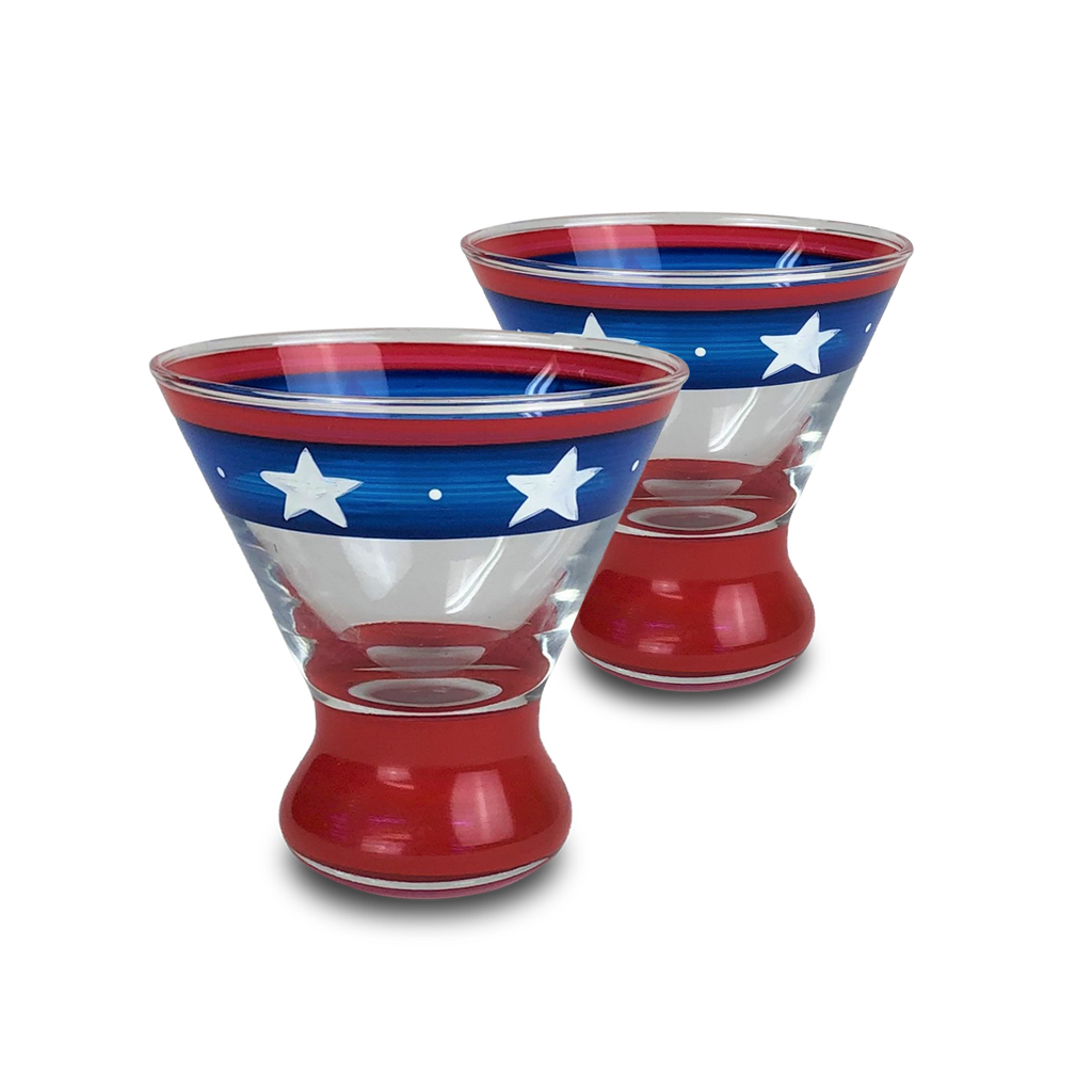 Stars & Stripes Cosmos Glass S/2 - Golden Hill Studio