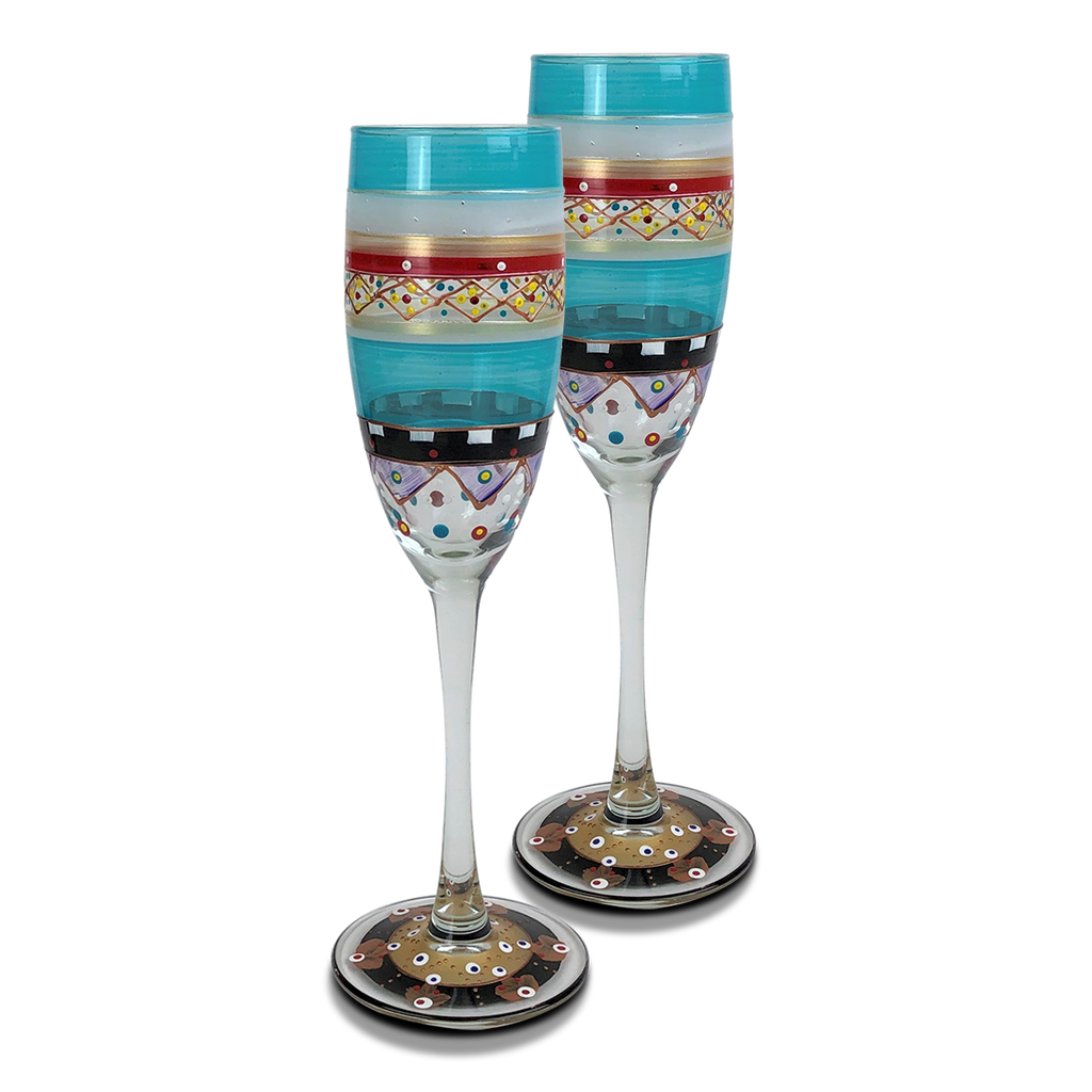 Moroccan Mosaic Carnival Champagne   S/2 - Golden Hill Studio