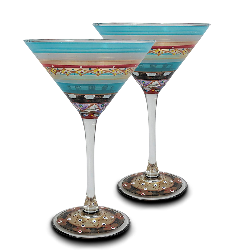 Moroccan Mosaic Carnival Martini   S/2 - Golden Hill Studio