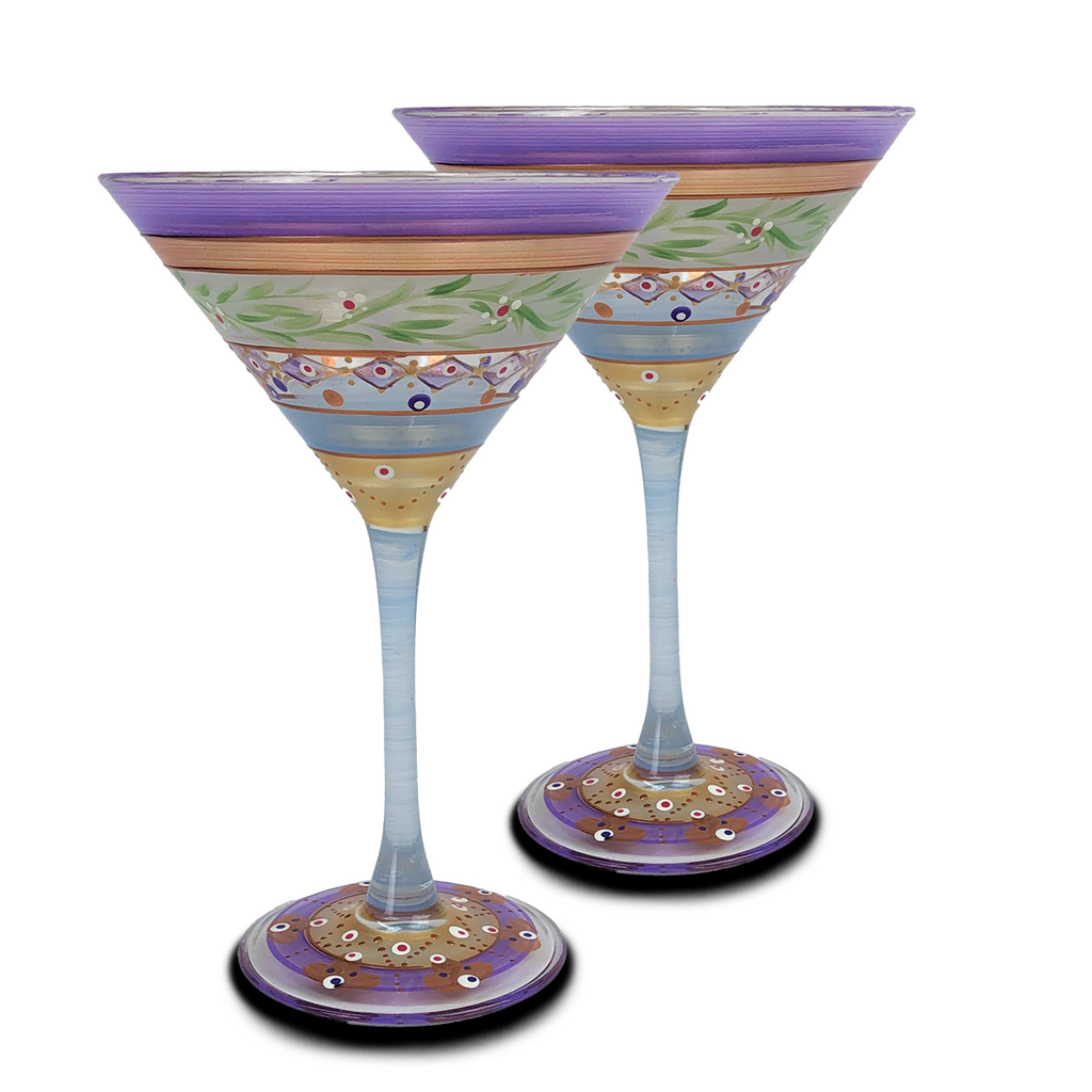 Moroccan Mosaic Lilac Martini   S/2 - Golden Hill Studio