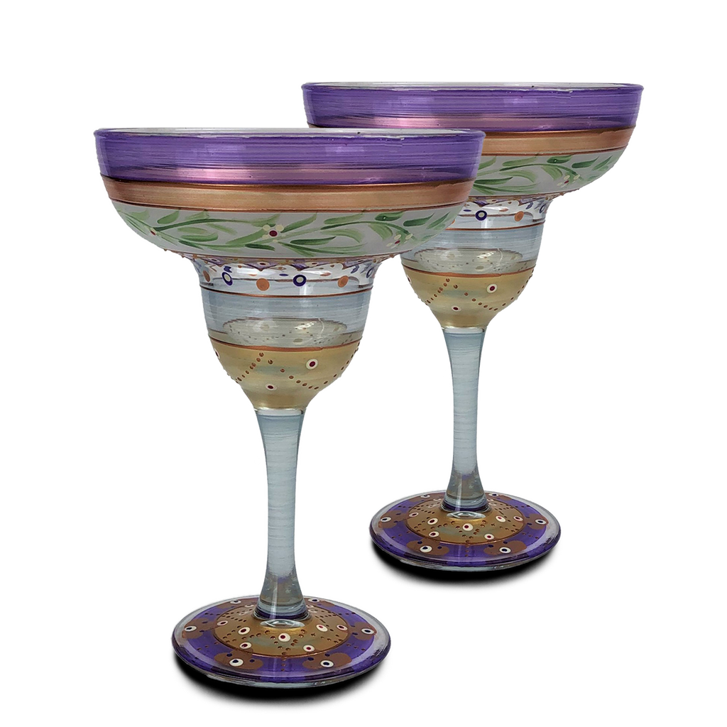 Moroccan Mosaic Lilac Margarita   S/2 - Golden Hill Studio