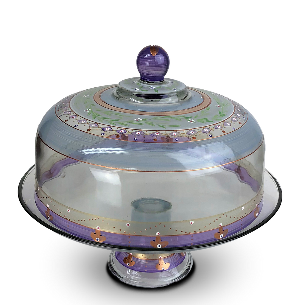 Moroccan Mosaic Lilac Lg Cake Dome - Golden Hill Studio