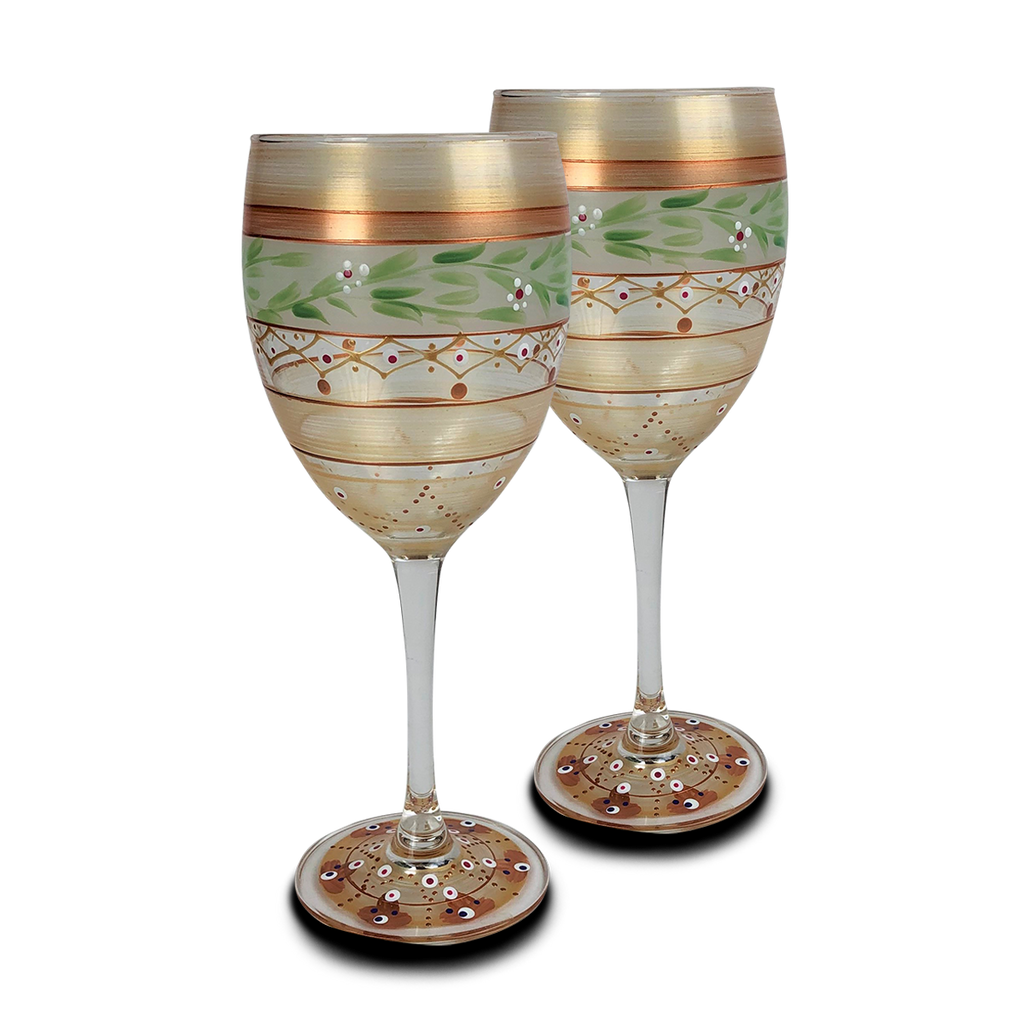 Moroccan Mosaic Gold Wine   S/2 - Golden Hill Studio