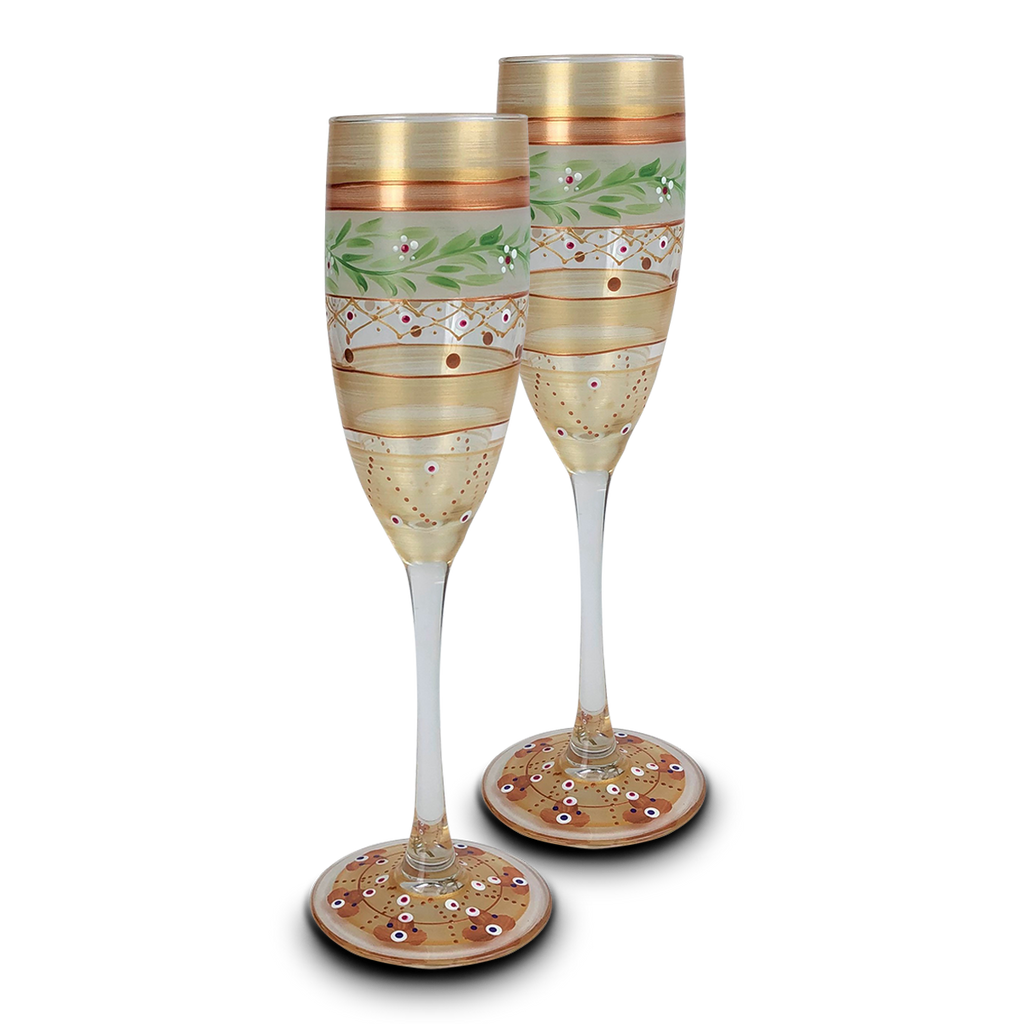 Moroccan Mosaic Gold Champagne   S/2 - Golden Hill Studio