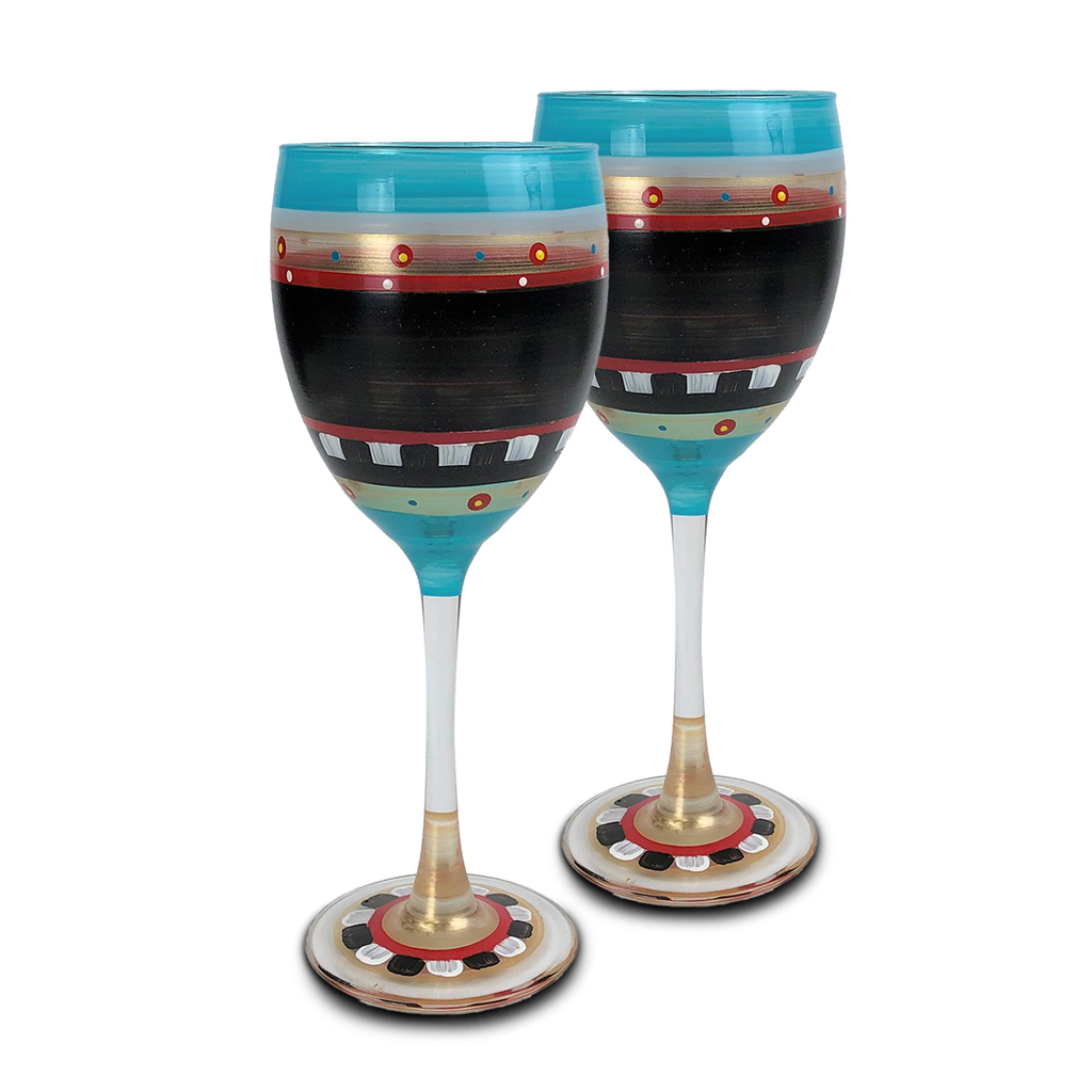 Moroccan Mosaic Chalk Wine   S/2 - Golden Hill Studio