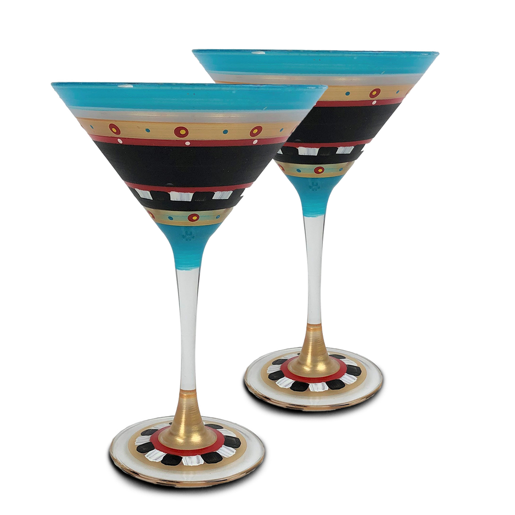 Moroccan Mosaic Chalk Martini   Set/2 - Golden Hill Studio