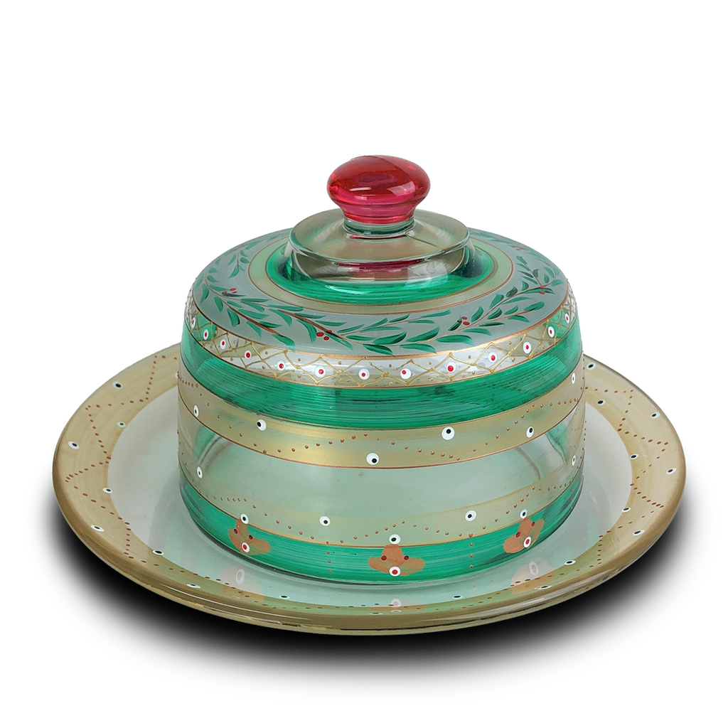 Moroccan Mosaic Forest Cheese Dome - Golden Hill Studio