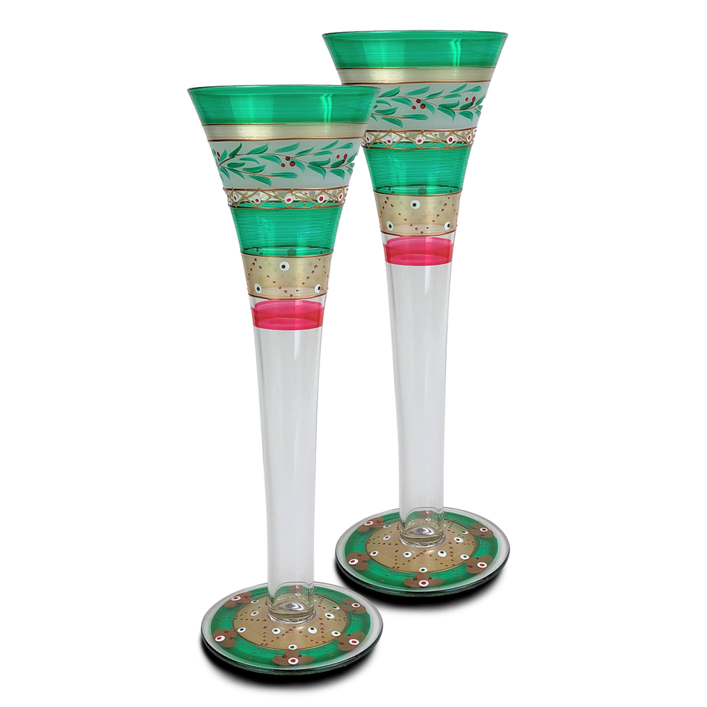 Moroccan Mosaic Forest Hollow Flutes   S/2 - Golden Hill Studio