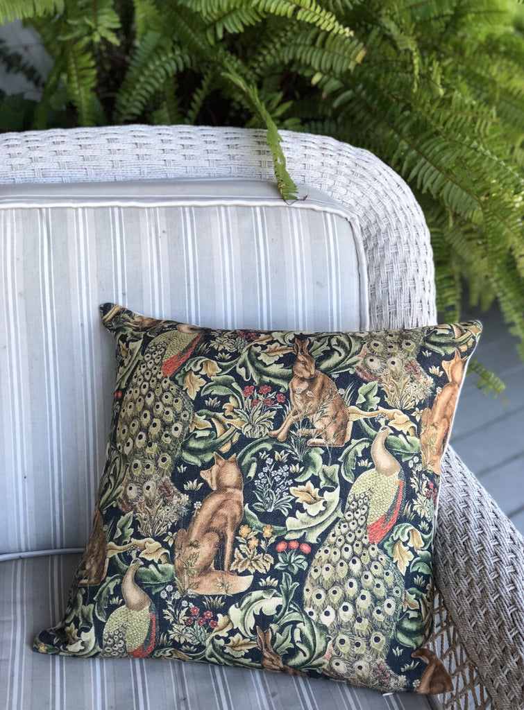 William Morris Bunny Throw Pillow 18 x 18 - Golden Hill Studio