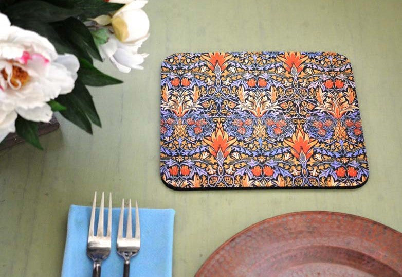 William Morris Orange Flame Flower Hot Pads/Mouse Pads - Golden Hill Studio