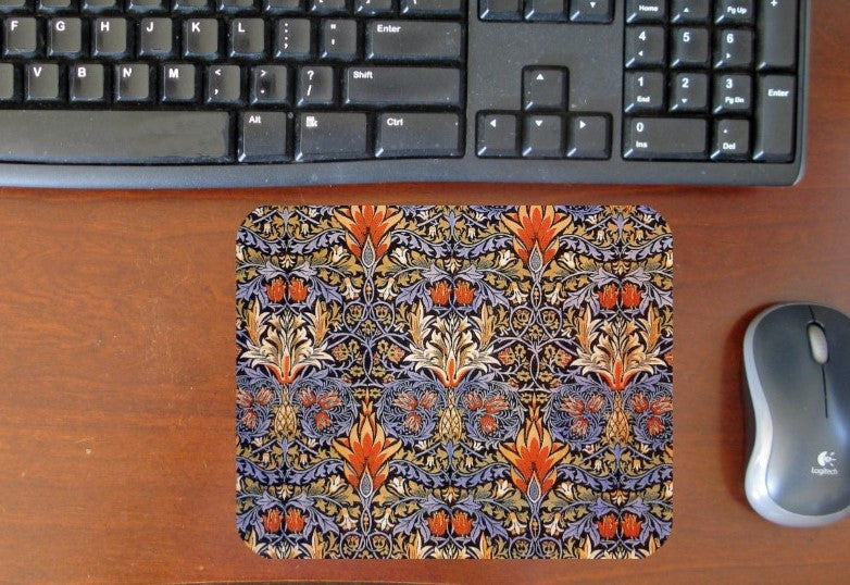 William Morris Orange Flame Flower Hot Pads/Mouse Pads - Golden Hill Studio