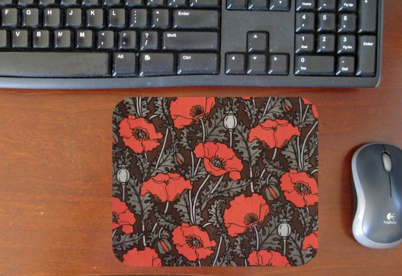 William Morris Red Poppy Hot Pads/Mouse Pads - Golden Hill Studio