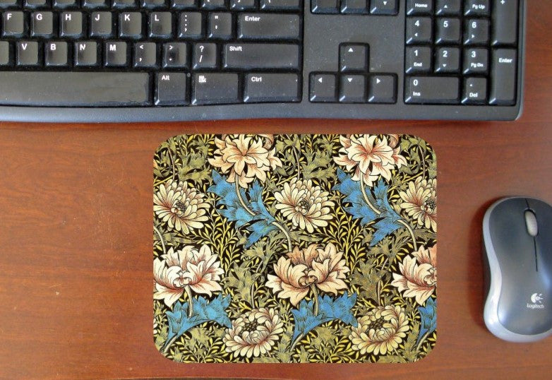 William Morris White Floral Hot Pads/Mouse Pads - Golden Hill Studio