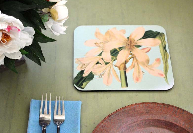 White Amaryllis Hot Pads/Mouse Pads - Golden Hill Studio