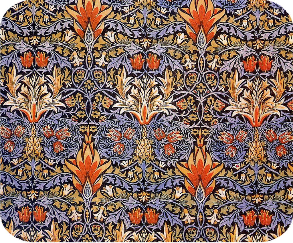 William Morris Orange Flame Flower Hot Pads/Mouse Pads - Golden Hill Studio